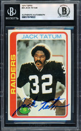 Jack Tatum Autographed 1978 Topps Card #28 Oakland Raiders Beckett BAS #17070022