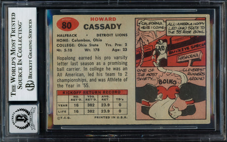 Howard "Hopalong" Cassady Autographed 1957 Topps Rookie Card #80 Detroit Lions Auto Grade Gem Mint 10 Beckett BAS #17037738