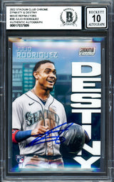 Julio Rodriguez Autographed 2022 Stadium Club Chrome Destiny Rookie Card #3B Seattle Mariners Auto Grade Gem Mint 10 Beckett BAS #17037809