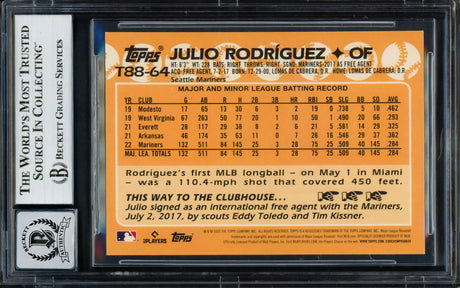 Julio Rodriguez Autographed 2023 Topps 35th Anniversary Card #T88-64 Seattle Mariners Auto Grade Gem Mint 10 Beckett BAS #17038028