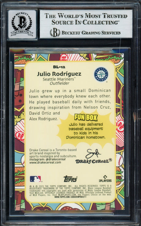 Julio Rodriguez Autographed 2023 Topps Big League Card #BL-12 Seattle Mariners Auto Grade Gem Mint 10 Beckett BAS #17039323