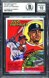 Julio Rodriguez Autographed 2023 Topps Archives Comic Card #79TC-6 Seattle Mariners Auto Grade Gem Mint 10 Beckett BAS #17039224