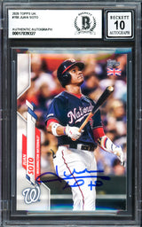 Juan Soto Autographed 2020 Topps UK Edition Card #150 New York Yankees Auto Grade Gem Mint 10 Beckett BAS #17039327