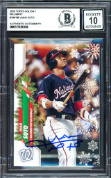 Juan Soto Autographed 2020 Topps Walmart Holiday Card #HW196 New York Yankees Auto Grade Gem Mint 10 Beckett BAS #17039350