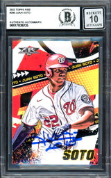 Juan Soto Autographed 2022 Topps Fire Card #200 New York Yankees Auto Grade Gem Mint 10 Beckett BAS #17039235