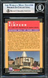 O.J. Simpson Autographed 1995 Enor Hall of Fame Card #175 Buffalo Bills "2/6/95" Beckett BAS #17105851