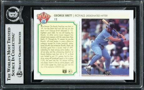 George Brett Autographed 1992 Upper Deck MVP Holograms Card #12 Kansas City Royals Beckett BAS #16857508