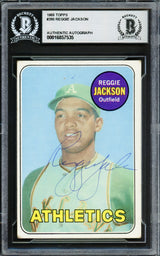 Reggie Jackson Autographed 1969 Topps Rookie Card #260 Oakland A's Vintage Rookie Signature Beckett BAS #16857535