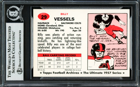 Billy Vessels Autographed 1994 1957 Topps Archives Card #29 Baltimore Colts Beckett BAS #16857570