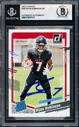 Bijan Robinson Autographed 2023 Donruss Rated Rookie Card #305 Atlanta Falcons Beckett BAS #17070157