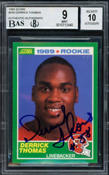 Derrick Thomas Autographed 1989 Score Rookie Card #258 Kansas City Chiefs BGS 9 Auto Grade Gem Mint 10 Beckett BAS #10712440