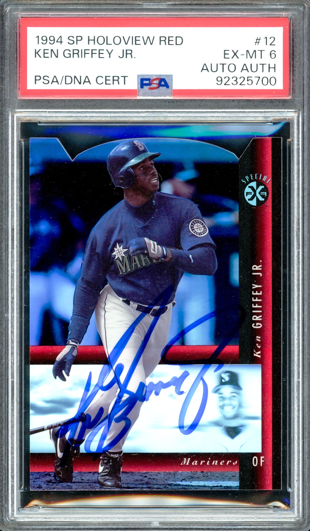 Ken Griffey Jr. Autographed 1994 Upper Deck SP Holoview Red Card #12 Seattle Mariners PSA 6 PSA/DNA #92325700