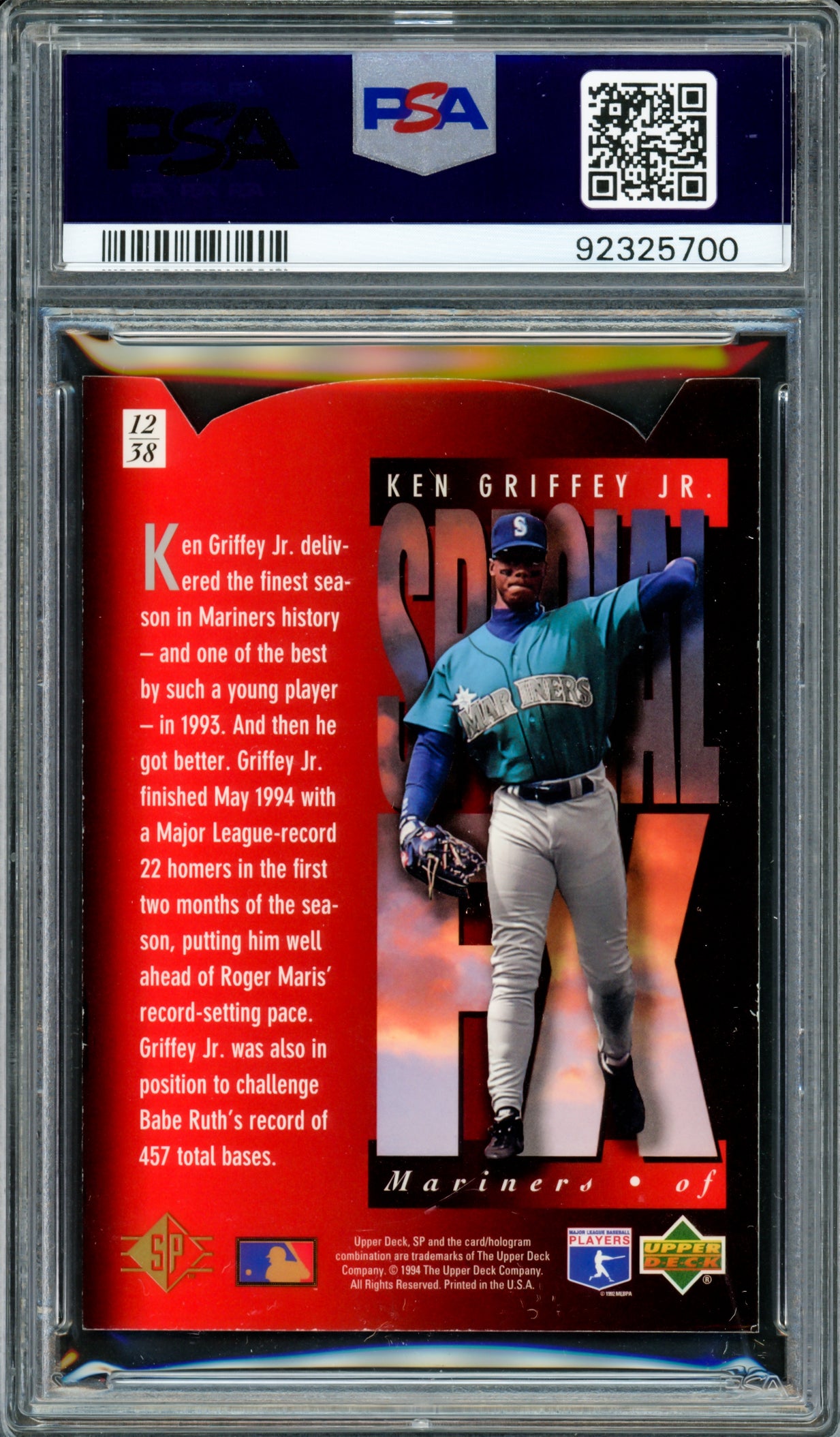 Ken Griffey Jr. Autographed 1994 Upper Deck SP Holoview Red Card #12 Seattle Mariners PSA 6 PSA/DNA #92325700