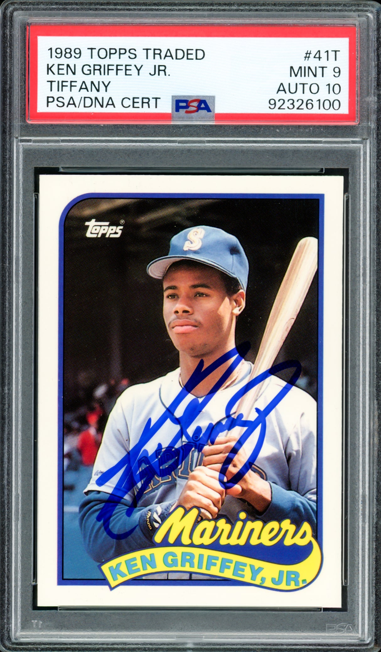 Ken Griffey Jr. Autographed 1989 Topps Traded Tiffany Rookie Card #41T Seattle Mariners PSA 9 Auto Grade Gem Mint 10 PSA/DNA #92326100