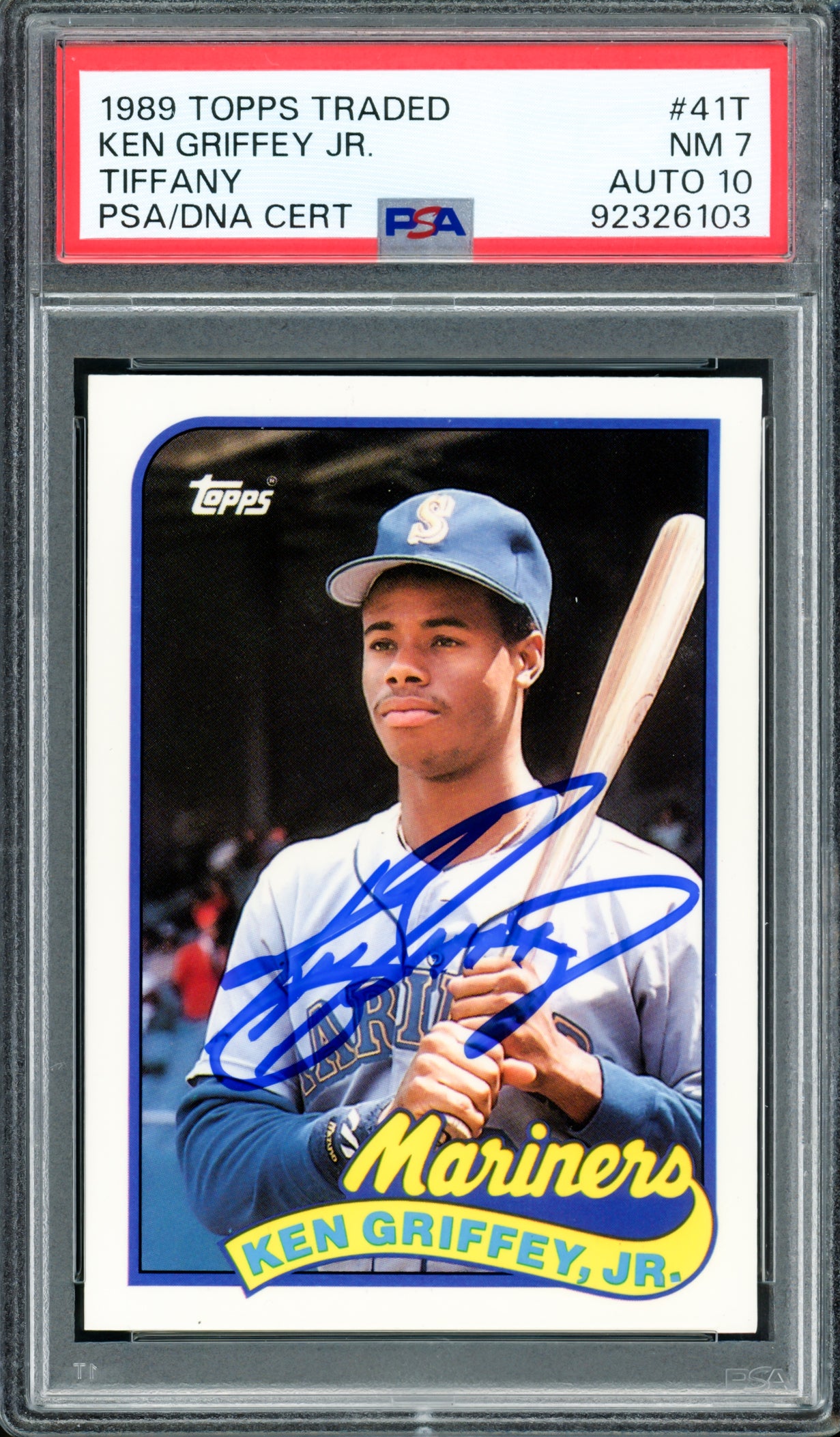 Ken Griffey Jr. Autographed 1989 Topps Traded Tiffany Rookie Card #41T Seattle Mariners PSA 7 Auto Grade Gem Mint 10 PSA/DNA #92326103