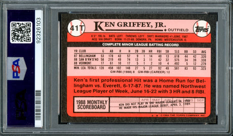 Ken Griffey Jr. Autographed 1989 Topps Traded Tiffany Rookie Card #41T Seattle Mariners PSA 7 Auto Grade Gem Mint 10 PSA/DNA #92326103