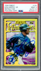 Ken Griffey Jr. Autographed 1996 Topps Finest Gold Refractor Card #135 Seattle Mariners PSA 9 Auto Grade Gem Mint 10 Highest Graded PSA/DNA #92326112