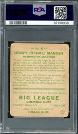 Heinie Manush Autographed 1933 Goudey Rookie Card #47 Washington Senators Auto Grade Near Mint/Mint 8 PSA/DNA #87198038