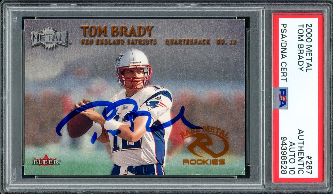 Tom Brady Autographed 2000 Fleer Metal Rookie Card #267 New England Patriots Auto Grade Gem Mint 10 PSA/DNA #94398528