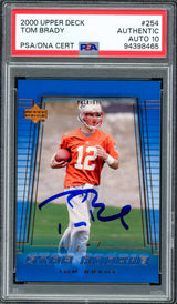 Tom Brady Autographed 2000 Upper Deck Rookie Card #254 New England Patriots Auto Grade Gem Mint 10 PSA/DNA #94398465