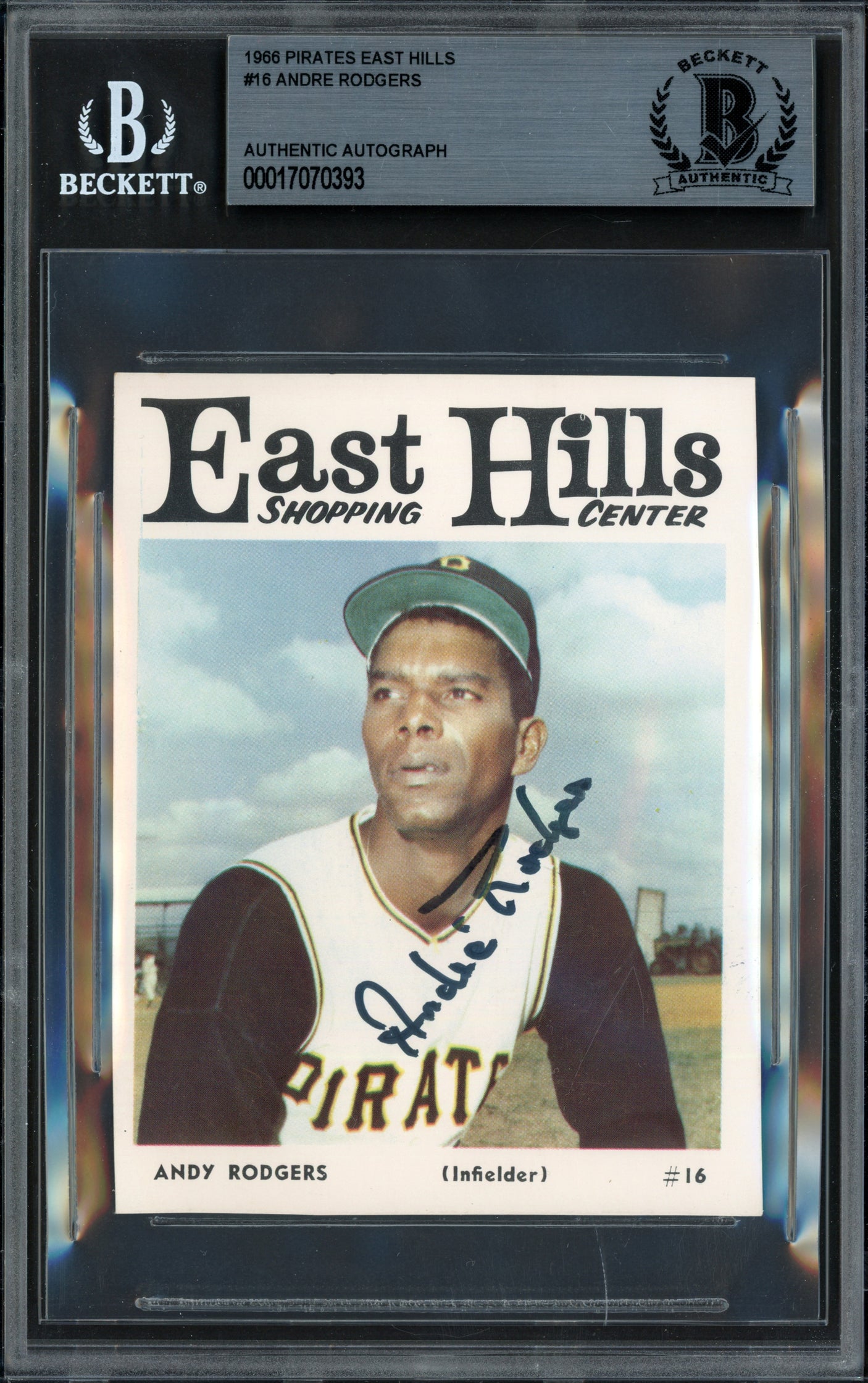 Andre Rodgers Autographed 1966 East Hills Card #16 Pittsburgh Pirates Beckett BAS #17070393