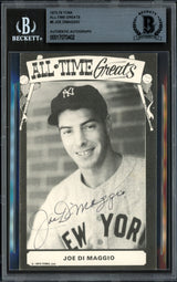 Joe DiMaggio Autographed 1973 TCMA Card #6 New York Yankees Beckett BAS #17070402