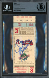 Jack Morris Autographed 1991 World Series Game 3 Ticket Minnesota Twins Beckett BAS #17070509