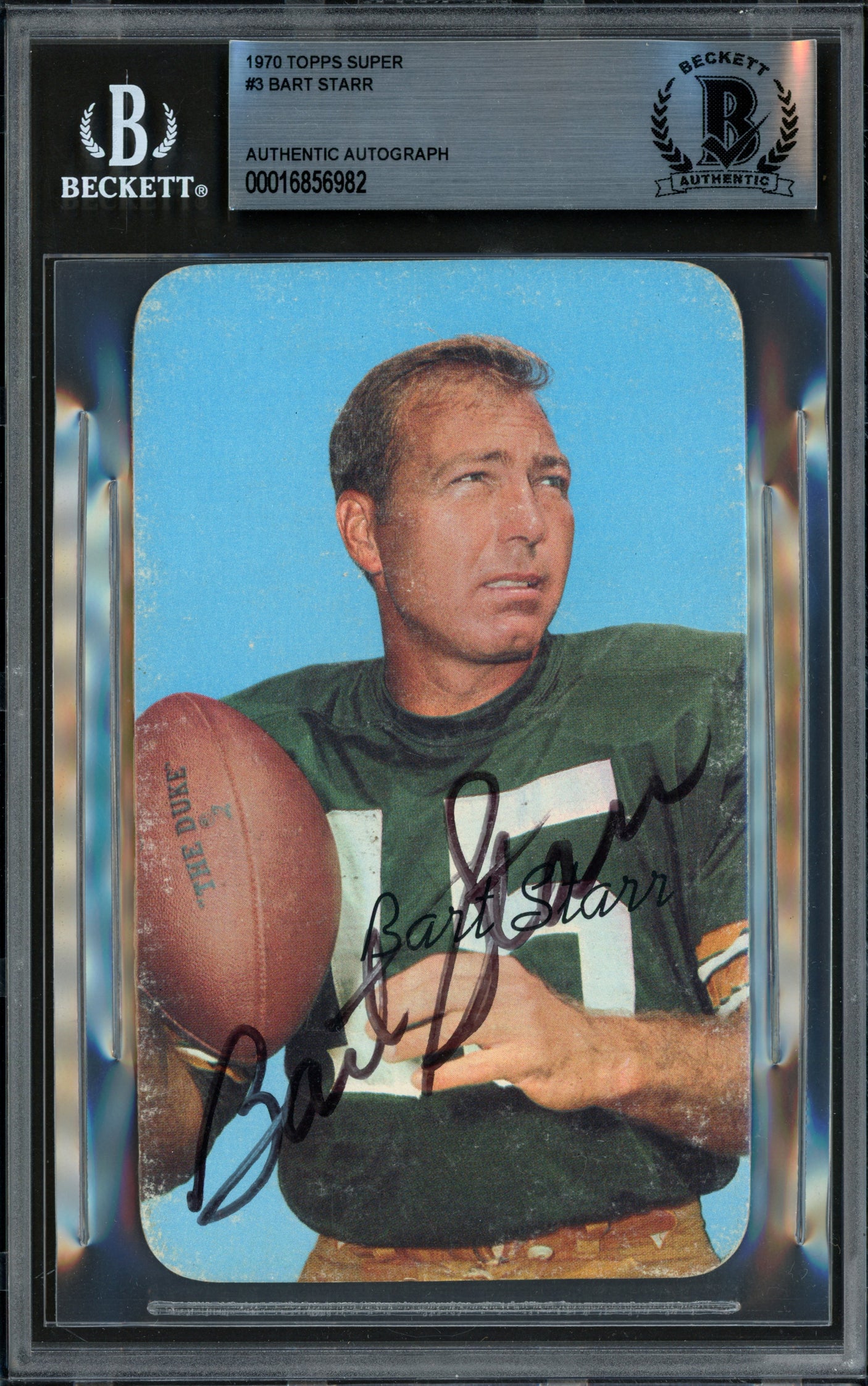 Bart Starr Autographed 1970 Topps Super Card #3 Green Bay Packers Beckett BAS #16856982