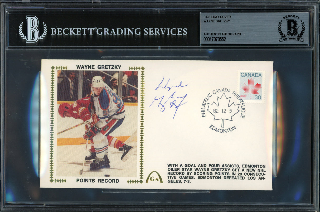 Wayne Gretzky Autographed 1982 First Day Cover Edmonton Oilers Beckett BAS #17070552