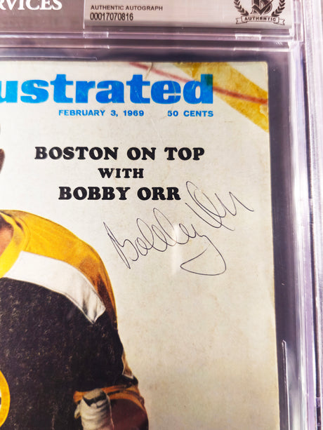 Bobby Orr Autographed Sports Illustrated Magazine Cover Boston Bruins Vintage Signature Beckett BAS #17070816