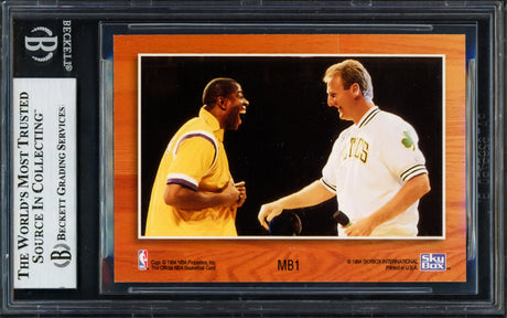 Larry Bird & Magic Johnson Autographed 1993-94 Hoops Card #MB1 Card Beckett BAS Stock #235035