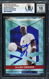 Allen Iverson Autographed 2022 Panini X Reebok Silver Holofoil Card #HEX Card Philadelphia 76ers Auto Grade Gem Mint 10 Beckett BAS Witness Stock #235061