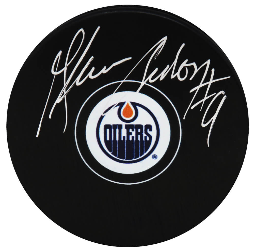 Glenn Anderson Signed Edmonton Oilers Logo Hockey Puck