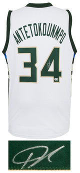 Giannis Antetokounmpo Signed White 'Greek Freak' Custom Basketball Jersey (JSA)