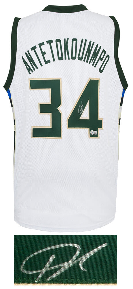 Giannis Antetokounmpo Signed White 'Greek Freak' Custom Basketball Jersey (JSA)