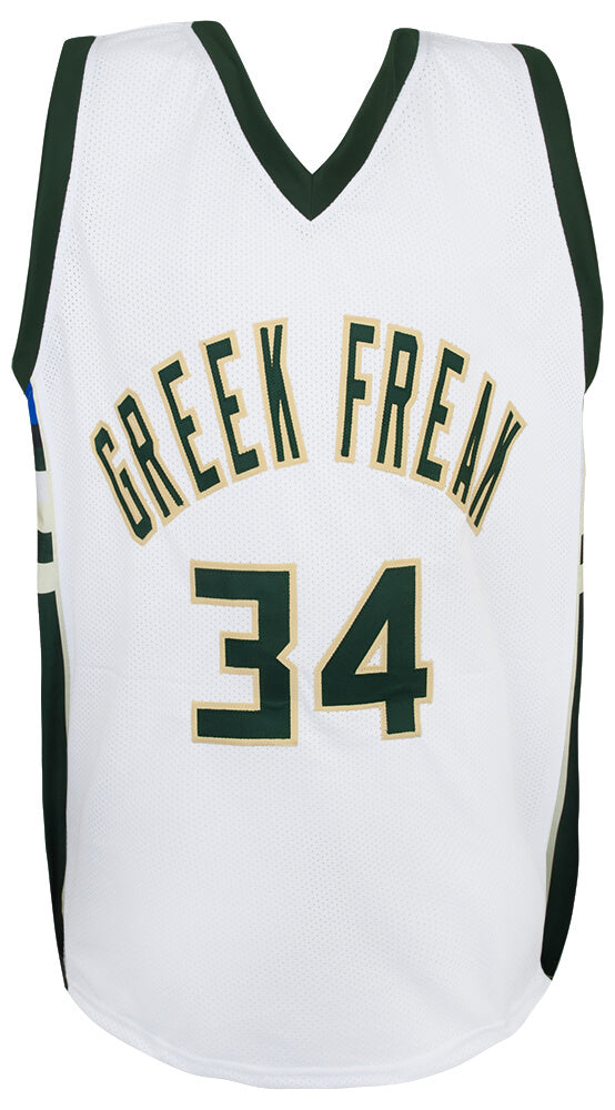 Giannis Antetokounmpo Signed White 'Greek Freak' Custom Basketball Jersey (JSA)