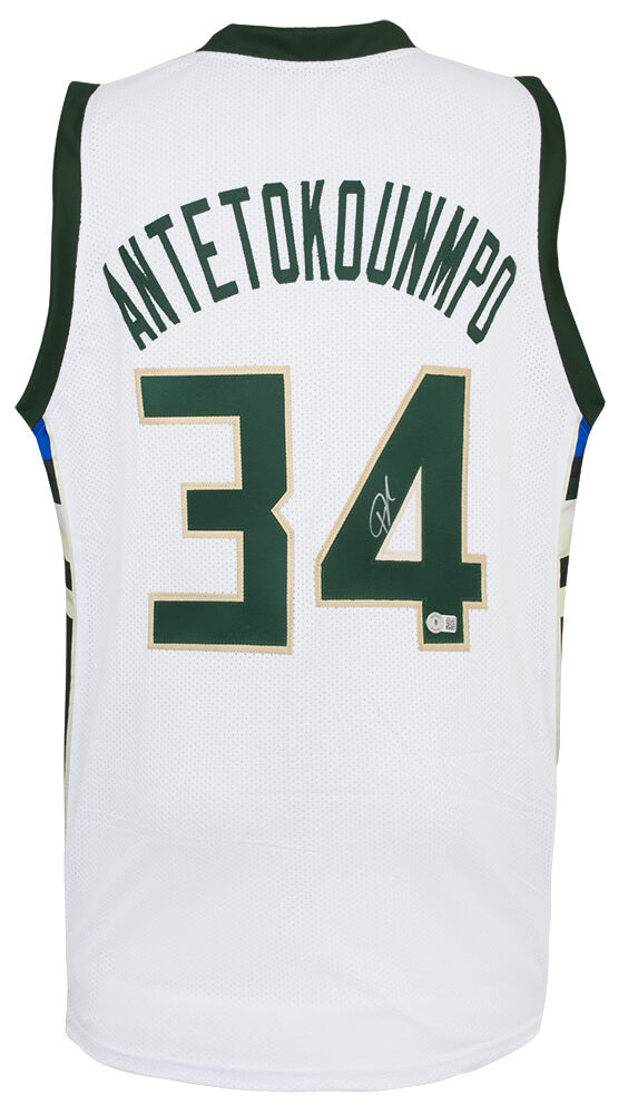 Giannis Antetokounmpo Signed White 'Greek Freak' Custom Basketball Jersey (JSA)