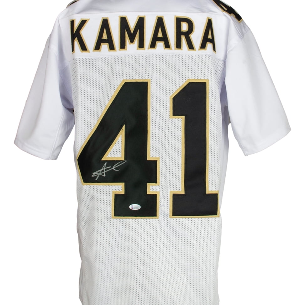 Alvin Kamara New Orleans Signed White Football Jersey BAS ITP - Sports Integrity