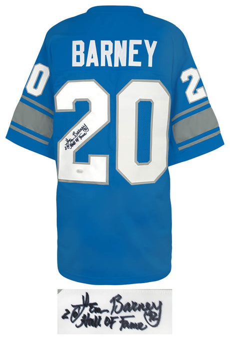 Lem Barney Signed Blue Throwback Custom Football Jersey w/Hall of Fame'92 - (JSA)