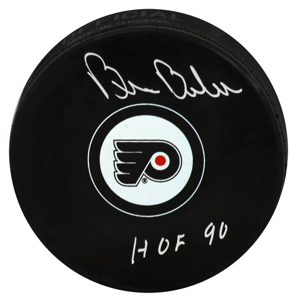 Bill Barber Signed Philadelphia Flyers Team Logo Hockey Puck w/HOF'90