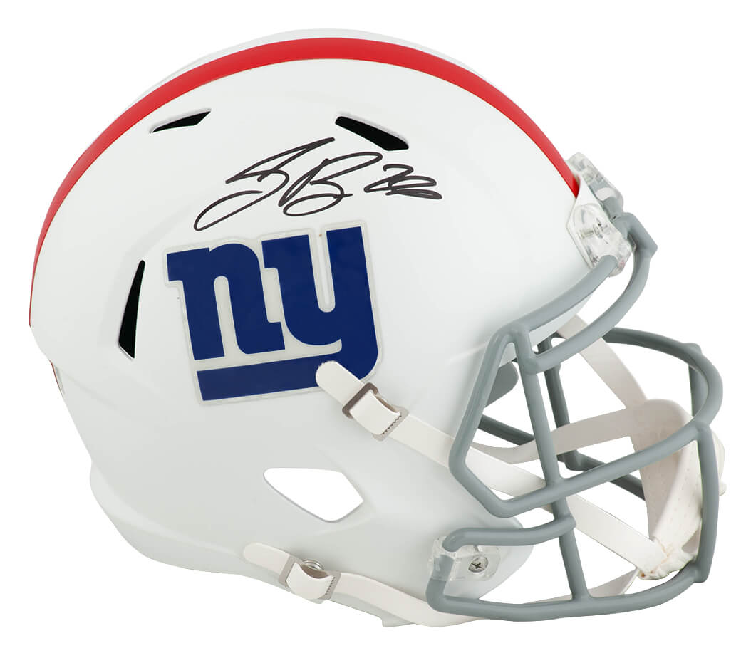 Saquon Barkley Signed New York Giants Flat White Riddell Full Size Speed Replica Helmet - (Fanatics)