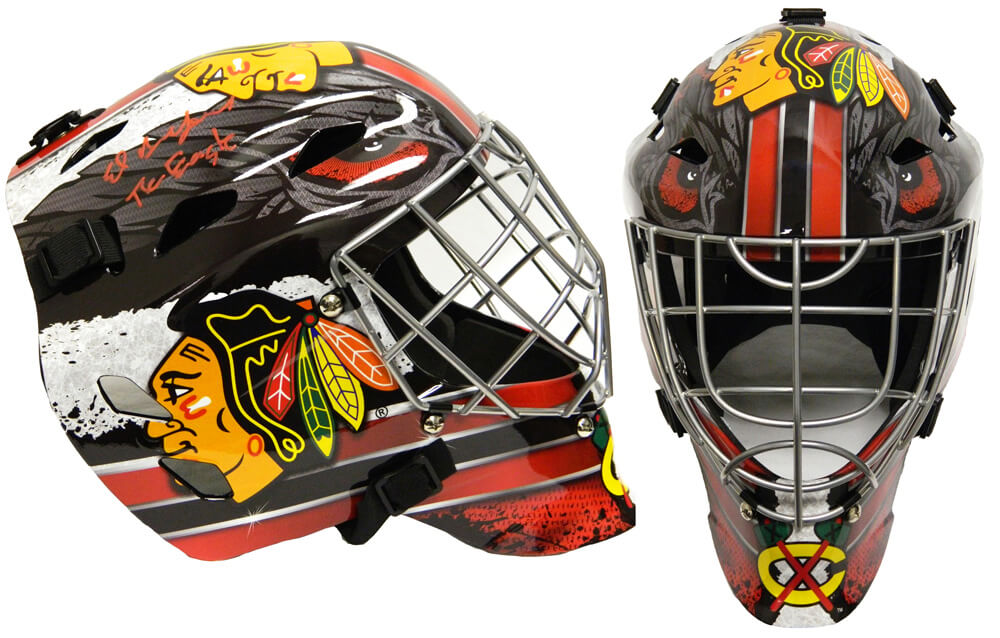 Ed Belfour Signed Chicago Blackhawks Franklin Replica Hockey Goalie Mask w/The Eagle