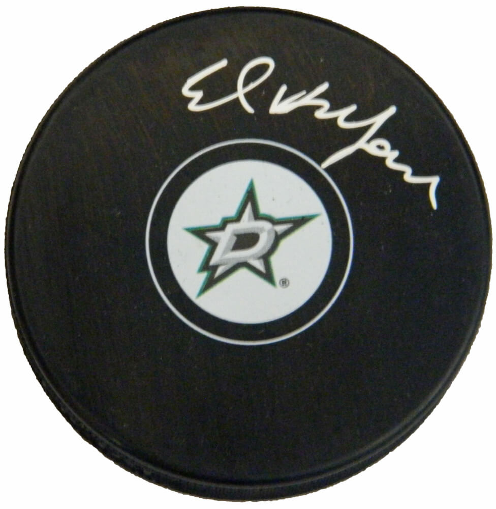 Ed Belfour Signed Dallas Stars NHL Logo Hockey Puck