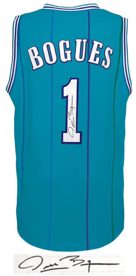 Muggsy Bogues Signed Teal Throwback Custom Basketball Jersey