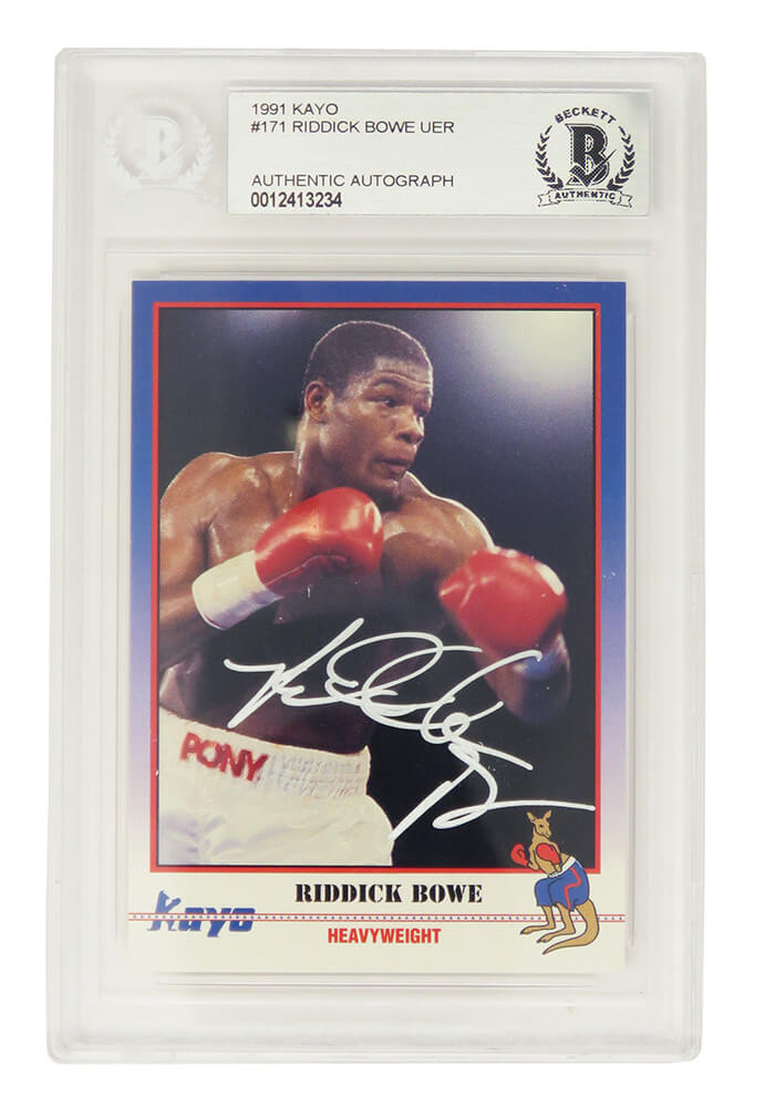Riddick Bowe Signed 1991 Kayo Boxing Trading Card #171 - (Beckett Encapsulated)