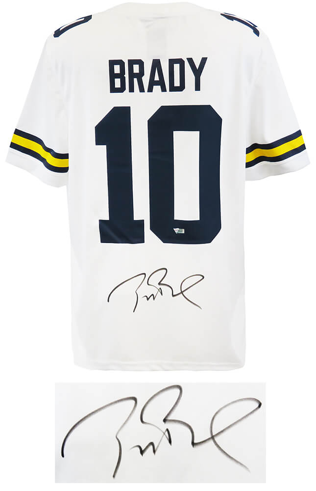 Tom Brady Signed Michigan Wolverines White Nike Jordan Brand Football Jersey (Fanatics LOA)