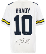 Tom Brady Signed Michigan Wolverines White Nike Jordan Brand Football Jersey (Fanatics LOA)