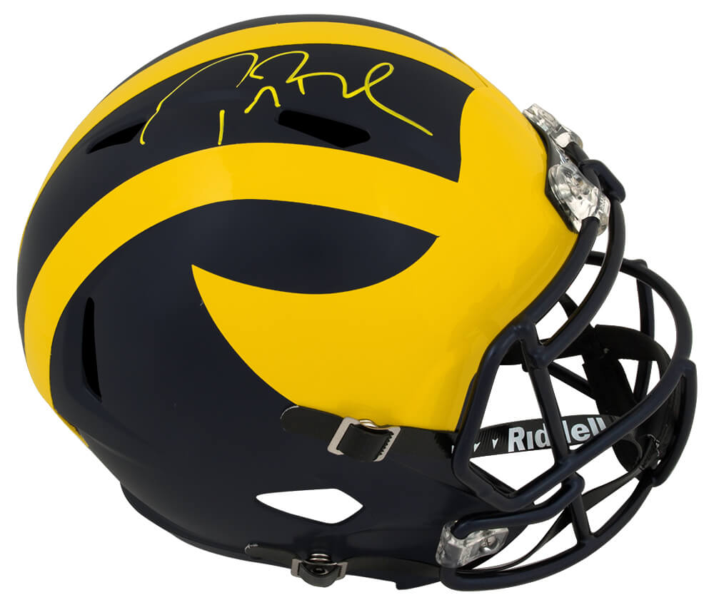 Tom Brady Signed Michigan Wolverines Riddell Full Size Speed Replica Helmet (Fanatics)