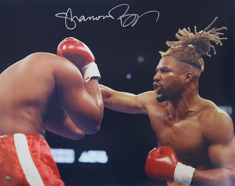 Shannon Briggs Signed Boxing Punching Action 16x20 Photo