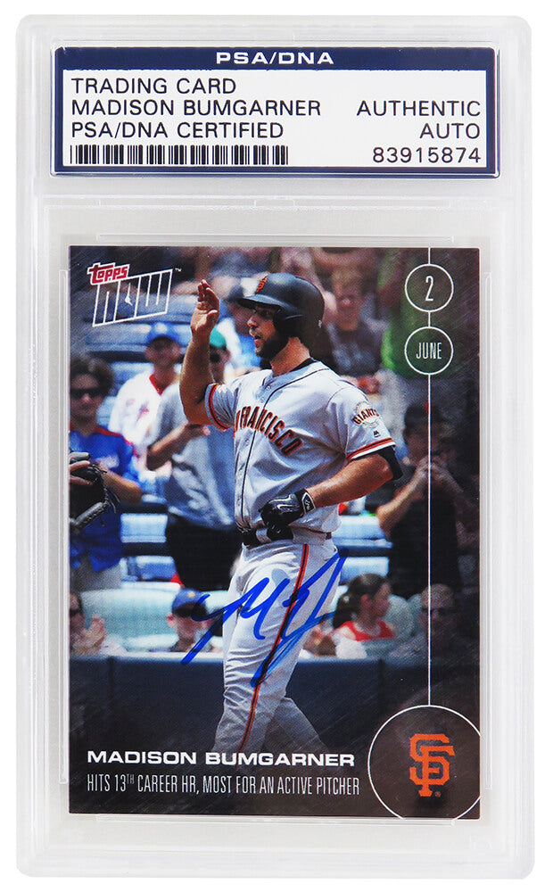 Madison Bumgarner Signed San Francisco Giants 2016 Topps NOW Baseball Card #119 - (PSA Encapsulated)